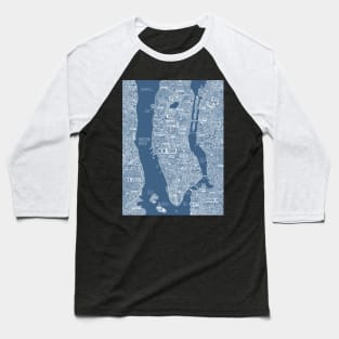 New York city blue map Baseball T-Shirt